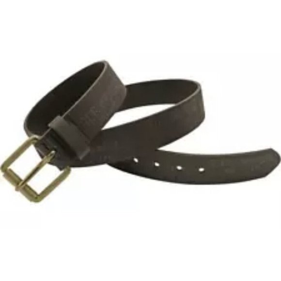 True Religion Men's Brown Leather All Over Embossed Logo Adjustable Belt New‎ 40 - Picture 1 of 2
